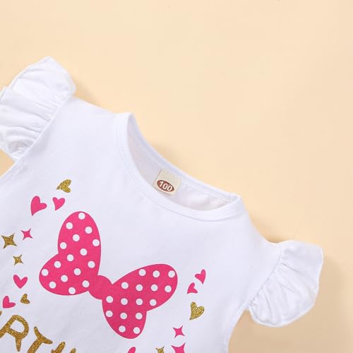 Toddler Kids Baby Birthday Girl Outfit Ruffle Sleeve Shirt Polka Dots Tutu Skirt Sets with Headband4