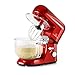 KLARSTEIN Bella 2G - Robot da Cucina, Impastatrice, Planetaria con Ciotola in Vetro, 1200 W, 5,2 Litri, 6 Livelli, Sistema Sgancio Rapido, Agitatore e Gancio, Rosso