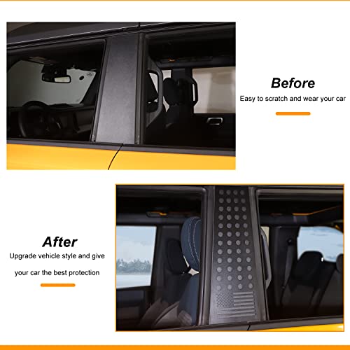 Image of RAZPOY for Bronco B Pillar Post Panel Cover, American Flag Rear Door Window Decal Trim Compatible with Ford Bronco Accessories 4-Door 2021-2025 (Not for Bronco Sport)