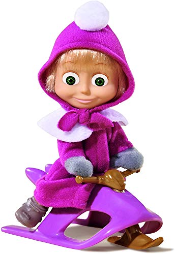 Masha y el Oso - Muñeca Masha con Trineo, 12 cm (Simba 9301681)