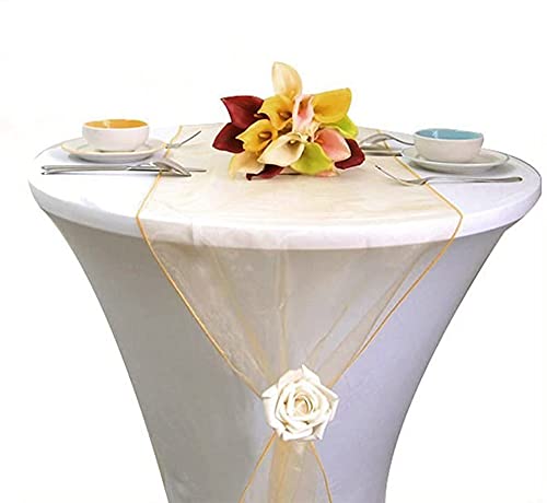 10Pcs Sheer Organza Table Runner 12" X 108" / 30 X 275Cm Wedding Party Banquet Home Decoration Chair Bows Sash Decoration For Party Banquet Wedding Table Decoration Hotel Event (Champagne Gold) #TOP2