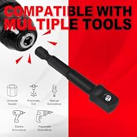 HAIRICH Stecknuss Adapter Set 3-teilig, 1/4" Hex auf 1/4", 3/8" & 1/2" Vierkant, 75 mm Lang, Steckschlüssel Adapter für Akkuschrauber, Bohrmaschine, Ratsche und Schlagschrauber – Ansicht 7