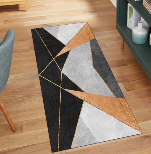 Alfombra de pasillo lavable de 100x120 cm con diseño patchwork naranja 2