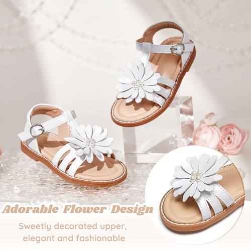 Image of Flaryzone Girls Sandals Open Toe Summer Flats Dress Sandals Shoes Toddler /Little Kid