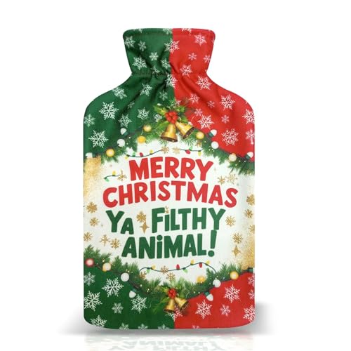 Bouillotte eau chaude 2l contre le froid avec housse polaire Joyeux Noël