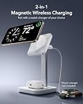 ESR 2 in 1 Magsafe Charger Stand, Wireless Charger Stand for iPhone [Certified], Magsafe Wireless Charging for Multiple Devices iPhone 17e/17/16/15/14/13/12, Apple Watch& AirPods 4/3, White