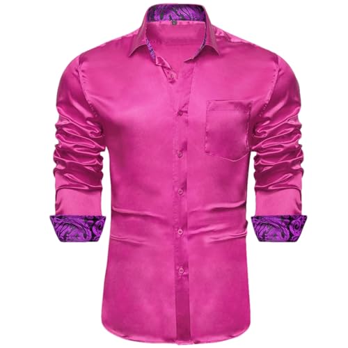Chemise formelle en satin pour homme avec un col patchwork raffiné