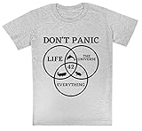 kwantees 42 answer to life universe and everything dont panic maglietta grigia per bambini maglietta ecologica
