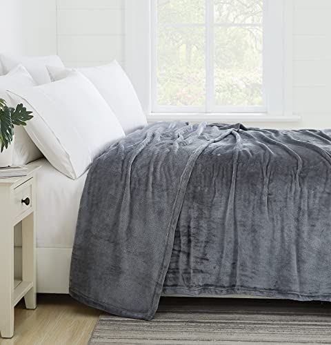 Southshore Fine Living, Inc. Extra Large Blanket Warm Flannel Blanket Super Soft Fuzzy Plush Fluffy Winter Blankets For Bed Microfiber (98 X98) Full/Queen Blanket Slate Color #TOP27