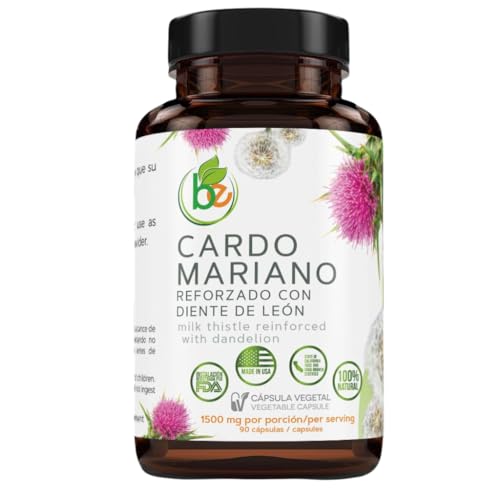 Cardo Mariano reforzado con diente Leon (Milk Thistle Reinforced w/Dandelion) 90 Vegetable Capsule 1500 mg per Serving Root Liver Health Support Antioxidant Support 100% Natural Made by BexpertsUSA