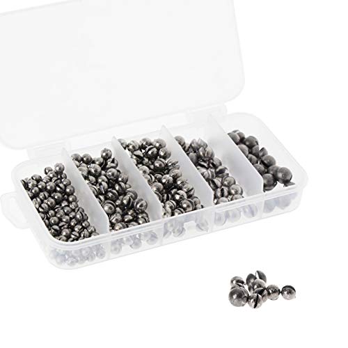 Croch Fishing Weights Sinkers Kit, 400pcs Removable Split Shot Sinkers Fishing Weights Sinkers 5 Sizes,0.014 0.028 0.035 0.053 0.088 oz