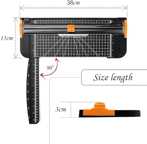 MOWETOO Papierschneider, 12 Zoll, Schneidemaschine Papier, Scrapbooking-Zubehör mit Sicherheitsklinge und faltbarem Lineal für A4-Vinyl-Fotokarton für Scrapbooking, Bastelpapier, Karton, Etikett