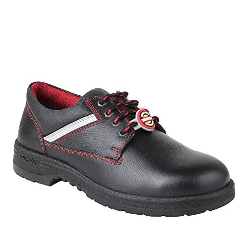 Image of Liberty Warrior 9822-01 Safety Shoe for Men, Steel Toe, Light Weight, Genuine Leather, Olive & Red, Sizes 5UK-11UK