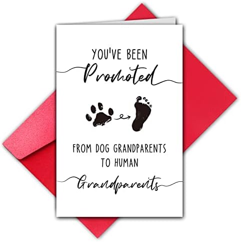 TQDaiker Funny Pregnancy Announcement Card for Grandparents, You've Been Promoted From Dog to Human, Pregnancy Announcement Gift