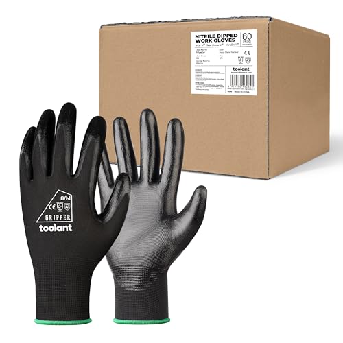 toolant Nitrile Coating Work Gloves for Men, Superior Oil Resistance, Safety Work Gloves with Grip, Touch Screen