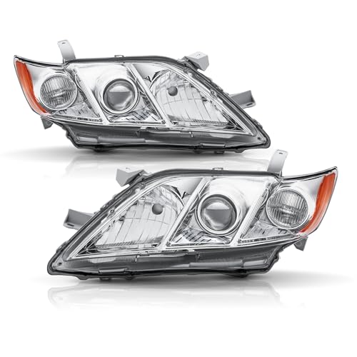 Headlight Assembly Compatible with 2007 2008 2009 Toyota Camry Base/CE/LE/XLE US Version, Chrome Housing Amber Reflector by corkiauto - Image 8