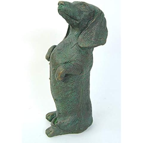 Ornament Dog Figurine Dachshund Sausage Dog Bronze Vintage Verdigris finish Cover