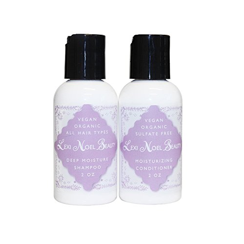 Lexi Noel Beauty Travel Size TSA Sulfate Free Shampoo and Conditioner Set Increase Gloss, Hydration, Shine Reduce Itchy Scalp, Dandruff Frizz No Parabens or Sulfates All Hair Types Gentle on Curly & C