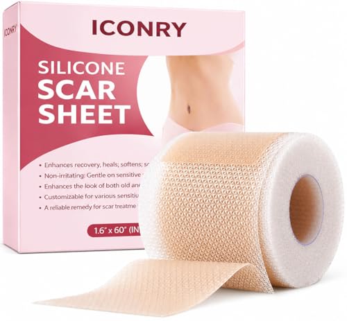 ICONRY Medical Grade Silicone Scar Sheets (4cm*1.5m) - Hypoallergenic Silicone Scar Tape for All Skin Types Perfect for Surgical Scars C-Section Keloids Tummy Tuck Burns & Acne Treatment