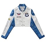 Picture of Aelfric Eden Cropped Leather Jacket Women PU Crop Moto Biker Racing Trendy Fashion Casual Coats