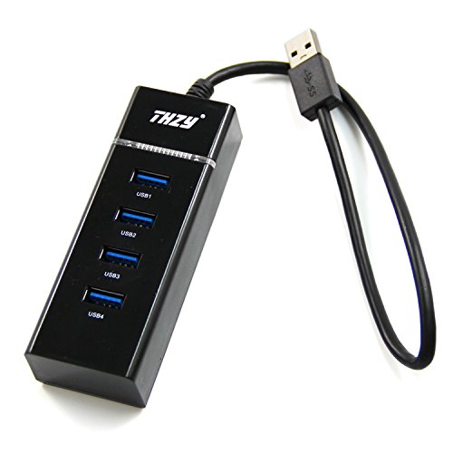 THZY USB 3.0 4-Port HUB, Bus-Powered 3.0 4-Port HUB with Built-in 1ft USB Cable