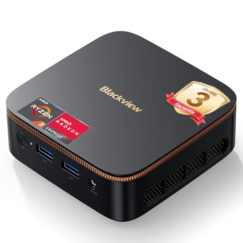 Blackview [3 Jahre Garantie] 2026 MP20 Mini PC Ryzen 3300U(übertrifft 3200U/3250U) W-11 Pro, 16GB RAM 512GB Micro Desktop Computer, 4K@60Hz UHD, USB 3.2+DP+HDMI+Gigabit Ethernet Für Business/Heimkino