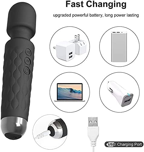 Image of Cordless Rechargeable Personal Wand Full Body Massager Pain Relief Machine with 20 Vibration Modes 8 Speeds Patterns Flexible Head Water Resistant Wireless Portable Battery Powered Ultimate Relaxation for Women & Men, (Multi color )