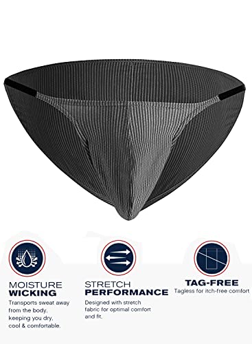 MIZOK Men's Sexy Underwear 4 Packs Elastic Ruched Back Bikini Briefs with Pouch4