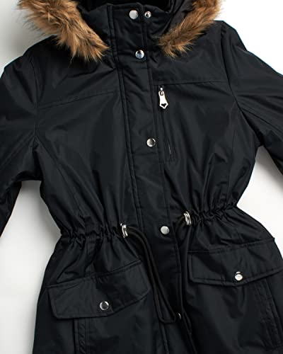 Big Chill Women's Winter Coat – Heavyweight Parka Anorak Long Length Jacket With Faux-Fur Trim Hood, Size Medium, Jet Black #TOP2