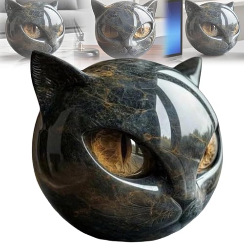 JDKJAG 1/2/3pcs Black Cats Stone Sculpture, Lifelike Elegant Cats Sculpture DéCor, 8cm Unique Design Black Cat Gifts, Cute Blacks Catss Decoration for Cat Lovers (1pc)
