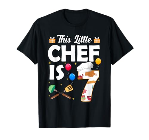 This Little Chef Is 7 Year Old Birthday Chef Cook 7th T-Shirt