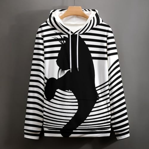 Hoodie Chat Noir De Poche UMENG avec capuche et manche longue, pull noir unisexe S - 4