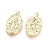DanLingJewelry 10 pcs Craft Supplies Miraculous Medal Chamrs Oval with Virgin Mary Charms for Jewelry Making Crafting