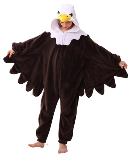 Magicmode Kids Eagle Onesie Soft Flannel Animal Pajamas Halloween Cosplay Costumes for Boys Girls