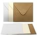 Produktbild 30 Faltkarten mit Umschläge Set - Quadratisch - 240 g/m² 220 g/m² - Weiss - Creme - Kraft - mit Blankokarten passenden Briefumschlägen - 120 g/m² 90 g/m² Nassklebung - Kuvert Karte