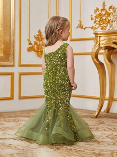 Little Girls Sparkly Mermaid Sequin Dress for Formal Evening Prom Party Sleeveless Pretty Kids Pageant Dresses3