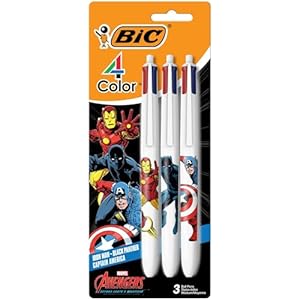 BIC 4 Color Marvel Avengers Retractable Ballpoint Pen, 1.0 mm Medium Point with Assorted Ink, 3-Count