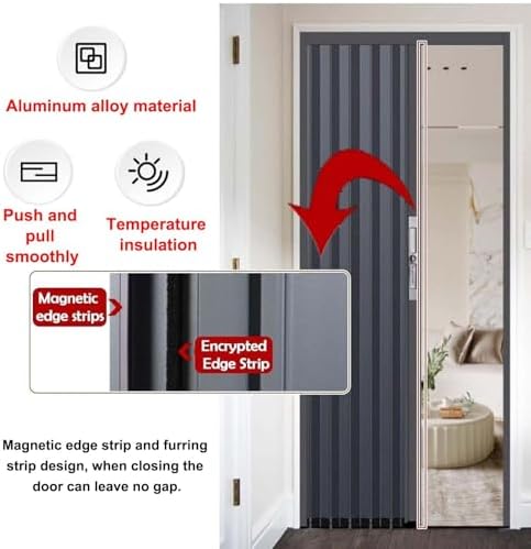 Modern Accordion Folding Doors - Customizable White Sliding Closet Panels with Lock for Pantry & Bedroom - 32x80in (81x203cm) Interior Door Solution