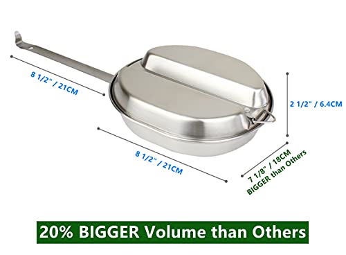 Mastiff Gears® 304 (18/8) Stainless Steel (Fda Compliant) Usgi Type Mess Kit, Revived Plate Set, Army Mess Kit With Utensils & Pouch For Outdoor Camping Hiking Picnic Bbq Beach #TOP2