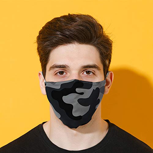 Masque facial réutilisable lavable PUCKATOR lot de 2 masques tissu noir camouflage