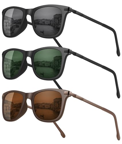 MEETSUN Small Polarized Sunglasses for Men Classic Retro Square Frame UV Protection Sunglasses for Fishing Driving