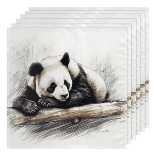 Servilletas de Tela Estampado Panda Multicolor Set x6 50.5x50.5 cm miniatura 1