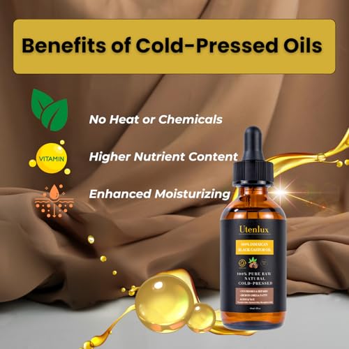 Utenlux Jamaican Black Castor Oil– 100% Pure, Raw, Cold-Pressed, Unrefined, N...