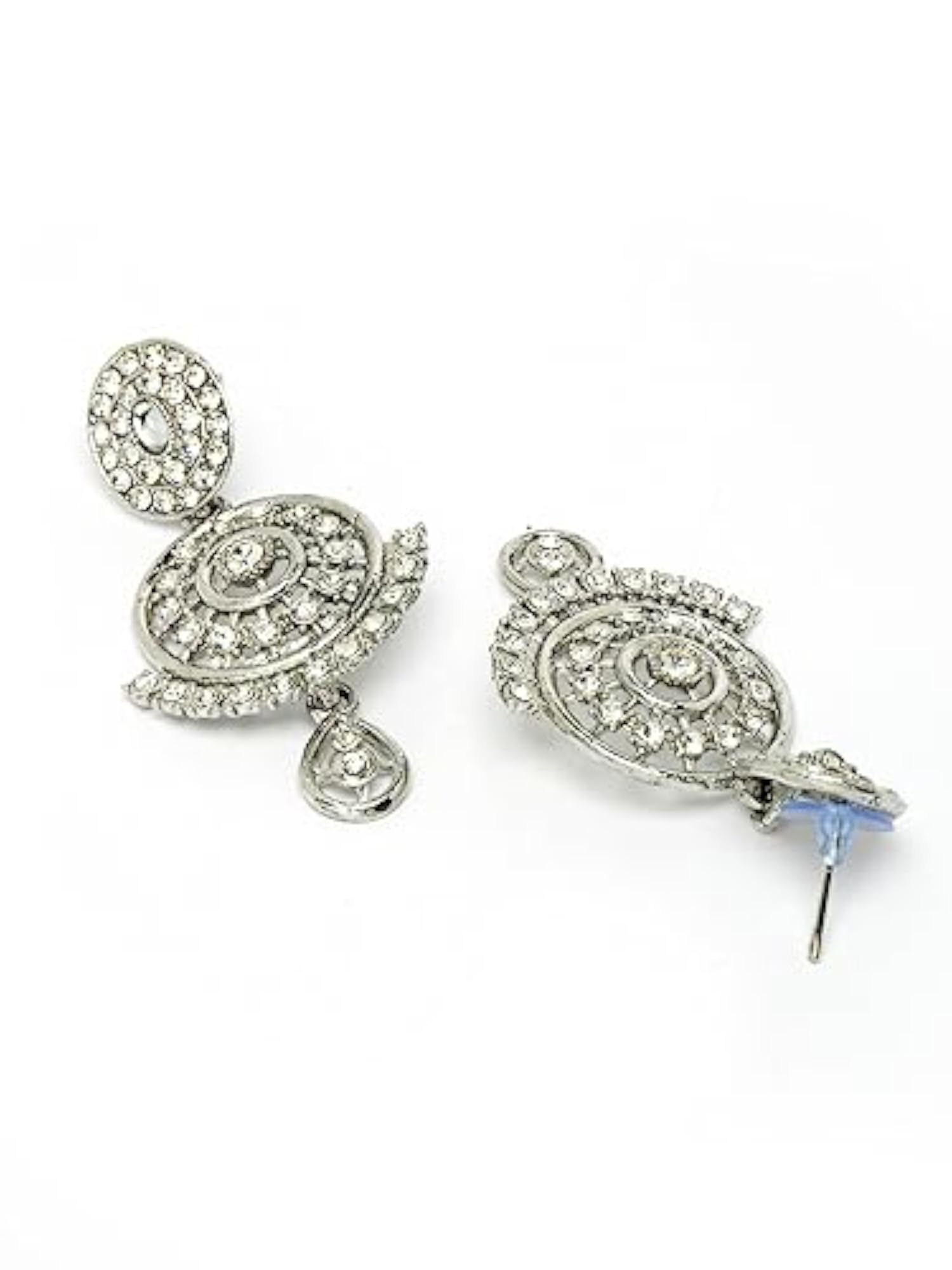 Rhodium Plated AD Stone Collar Bone Necklace Set And Earring