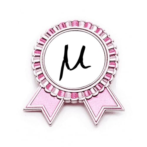 Pin alphabet grec mu noir médaille rose prix gagnant broche métal taille moyenne