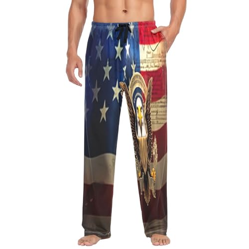 Pantalon de pyjama homme XL avec cordon et poches motif aigle drapeau