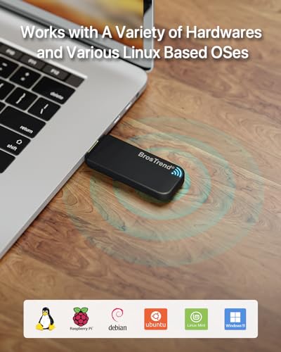 Clé WiFi Linux BrosTrend adaptateur USB double bande pour Raspberry Pi en télétravail