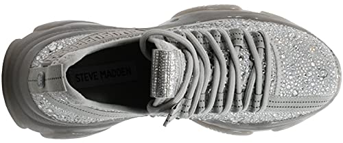 Steve Madden Women's Maxima Sneaker, Grey Rhinestone, 6