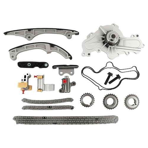 Engine Timing Chain Kit + Water Pump Fits for 2007-2011 Ford Flex Taurus Edge 3.5L for 2007-2011 MKX MKS MKT MKZ 3.5L for 2008-2011 CX-9 6 3.7L Replace OE AT4Z-6306-A 7T4Z-6256-A 7T4Z-6268-CA
