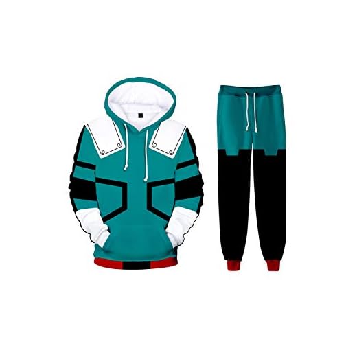 Seaehey Midoriya Izuku Deku Cosplay sudadera con capucha pantalones de chándal verde chaqueta sudadera pantalones traje, verde, M